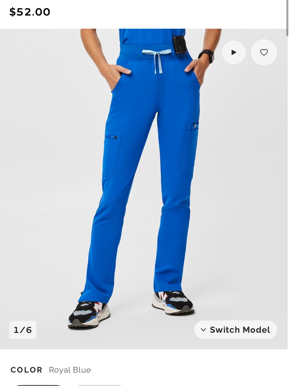 FIGS Yola High-Rise Slim Scrub Pant Royal Blue